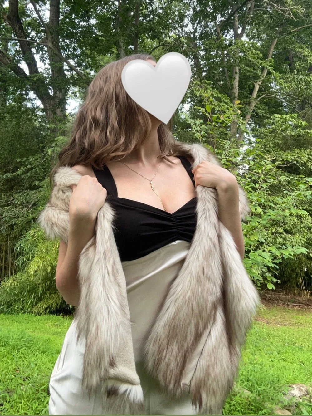 Ecote (Urban Outfitters) Faux Fur Scarf in Cream and Light Brown